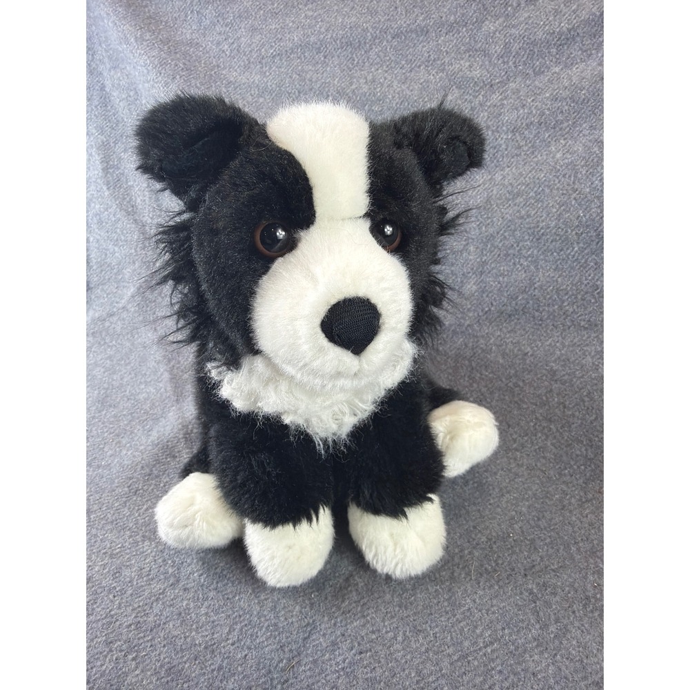Animal‎ Alley Plush Dog 8.5" Black White Border Collie Toys R Us Vintage 1997